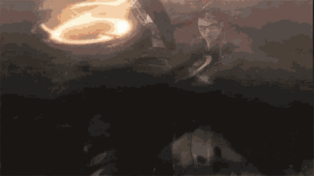 a painting of a person in a dark room with a light coming out of their mouth