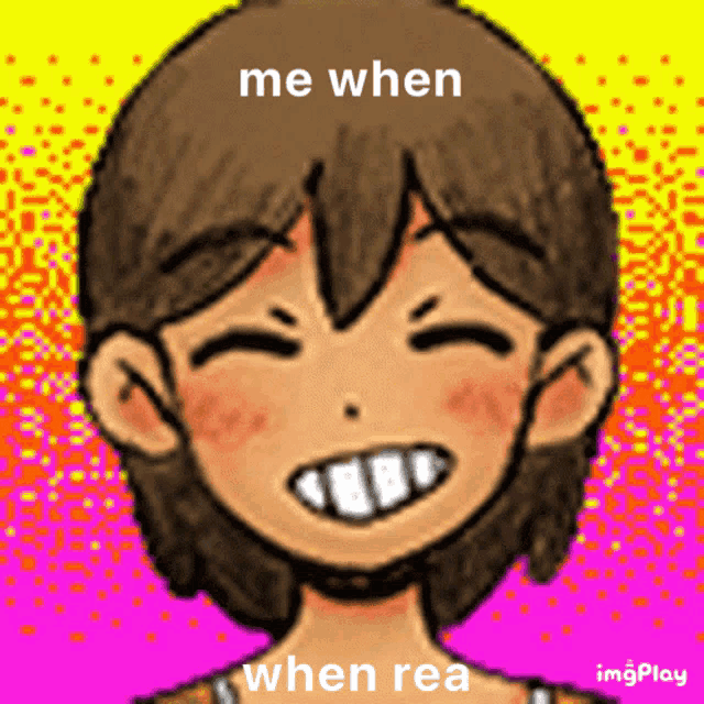 a drawing of a girl with the words me when when rea