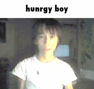 a picture of a boy with the words hunrgy boy written above him