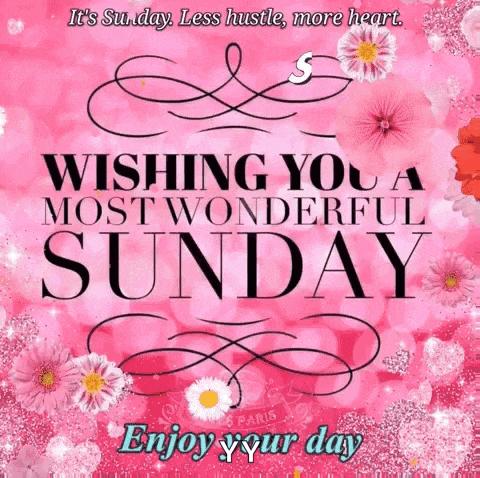 a wishing you a most wonderful sunday card with pink flowers