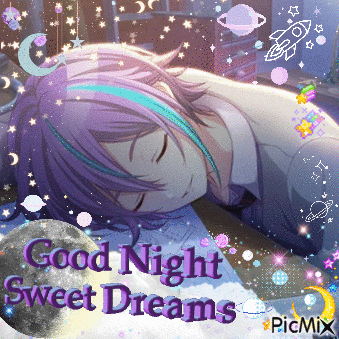 a picture of a girl sleeping with the words " good night sweet dreams " on the bottom