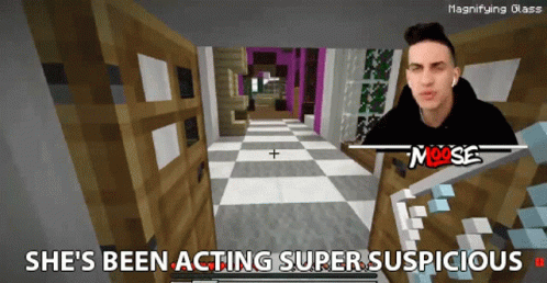 Shes Been Acting Super Suspicious Moosecraft GIF - Shes Been Acting Super Suspicious Moosecraft She Is Acting Weird GIFs