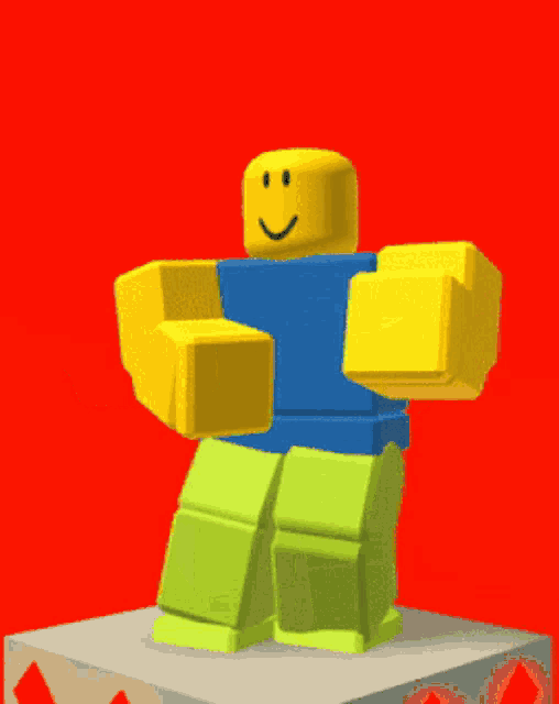 a roblox character with a smiley face is standing on a cube