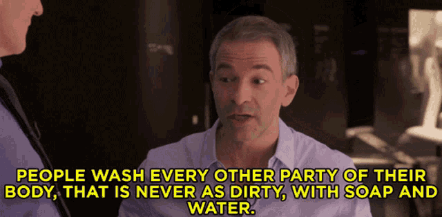 a man says people wash every other part of their body that is never as dirty