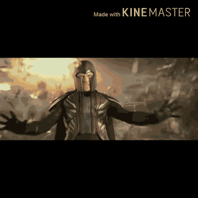 a large explosion with the words made with kinemaster on the bottom right