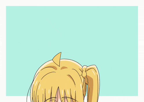 a drawing of a girl with blonde hair and a red bow tie