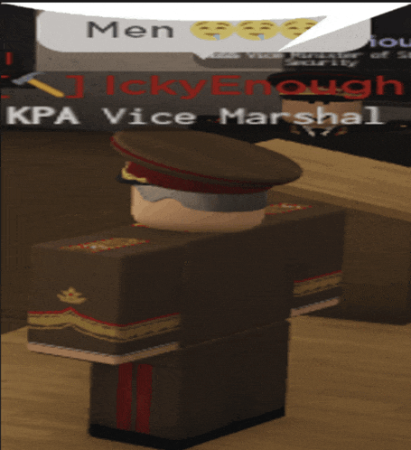 a video game character is standing in front of a sign that says men