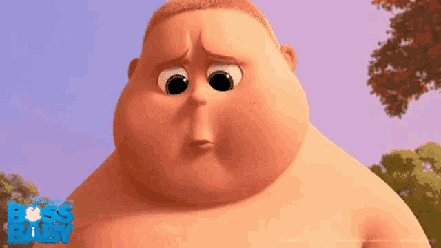 a cartoon character from the movie the boss baby with a sad look on his face .
