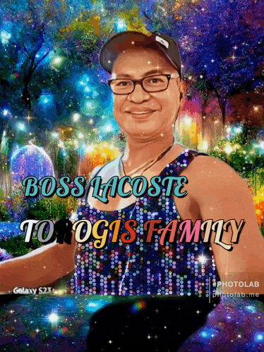 a picture of a man with the words boss lacoste to ogis family