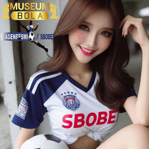 a girl wearing a soccer jersey with the word sbobe on it