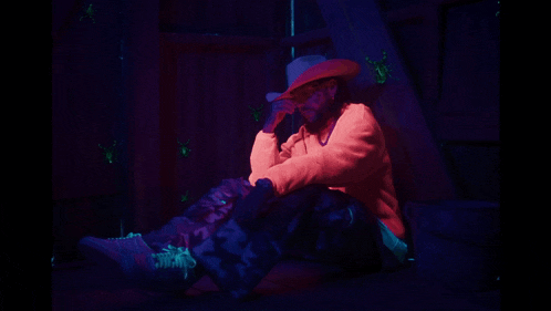 a man in a cowboy hat is sitting on the ground