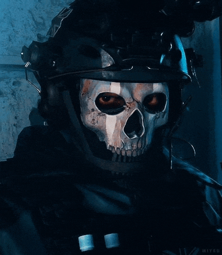 a soldier with a skull mask on his face and a helmet