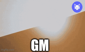 the word gm is on a white background with a cat icon