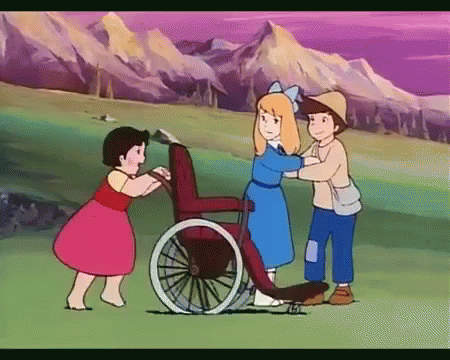 アルプスの少女ハイジ　くらら　クララ　車椅子　くるまいす GIF - Clara Anime Wheel Chair GIFs