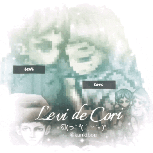 a pixelated image of levi and cori with the name levi on the bottom