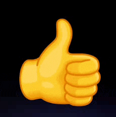 a yellow thumbs up emoji on a black background