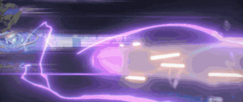 a purple lightning bolt is coming from a purple object .