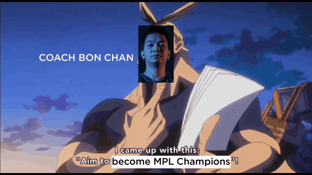 a cartoon of a man holding a piece of paper with the caption coach bon chan