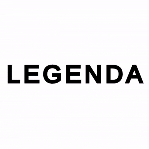 the word legenda is written in red and blue letters