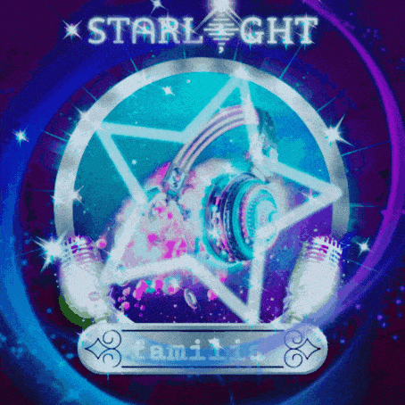a logo for starlight with headphones and a star in the center