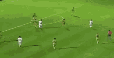 a soccer goalie is diving to block a shot from a soccer player