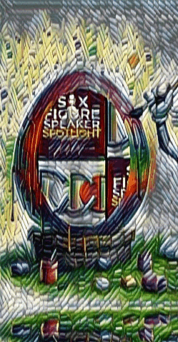 a painting of a six square speaker sitting in the grass