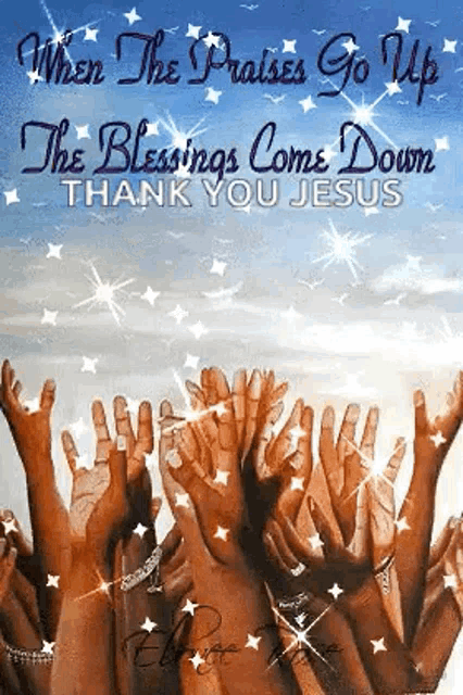 a group of people are raising their hands in the air in prayer .