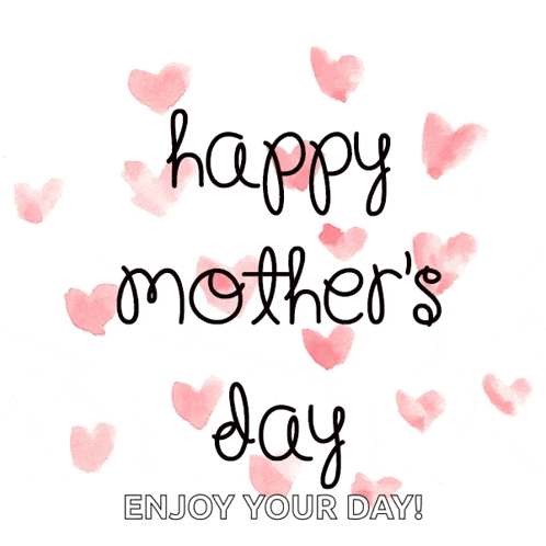 a mother 's day greeting card with pink hearts and the words happy mother 's day enjoy your day