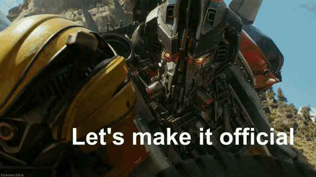 a picture of a robot with the words let 's make it official above it