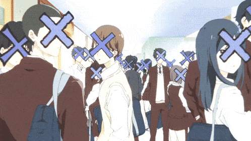 a group of people with crosses covering their faces