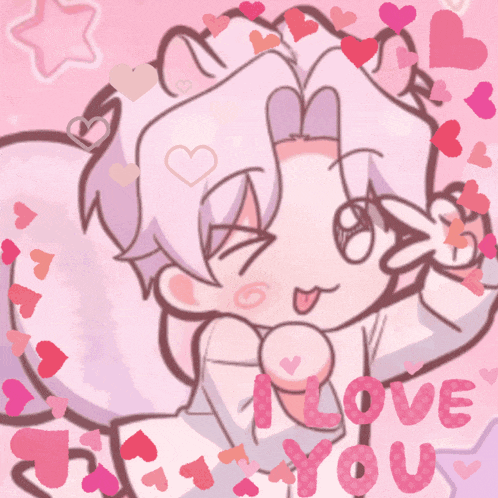 a pink background with hearts and the word love