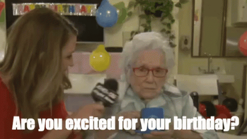 Old Woman Birthday GIF - Old Woman Birthday Not Excited GIFs