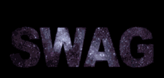 the word swag is on a black background with a galaxy in the background