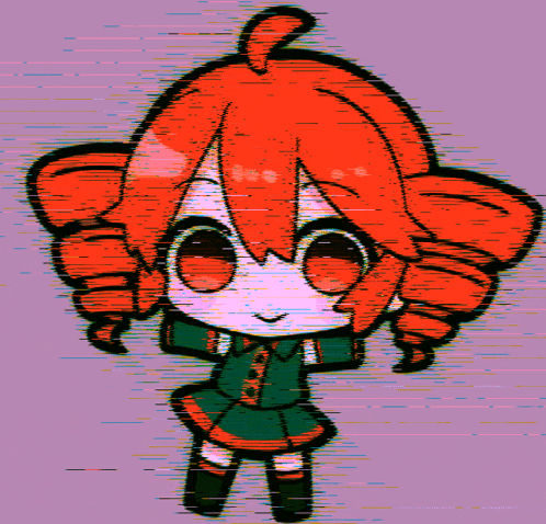 a cartoon of a girl with red hair and a green dress