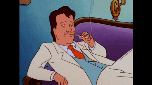a cartoon of a man smoking a cigarette