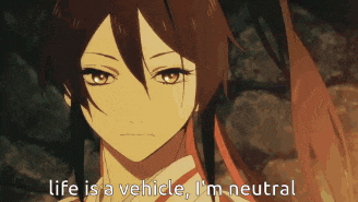a picture of a girl with the words " life is a vehicle i 'm neutral " on the bottom