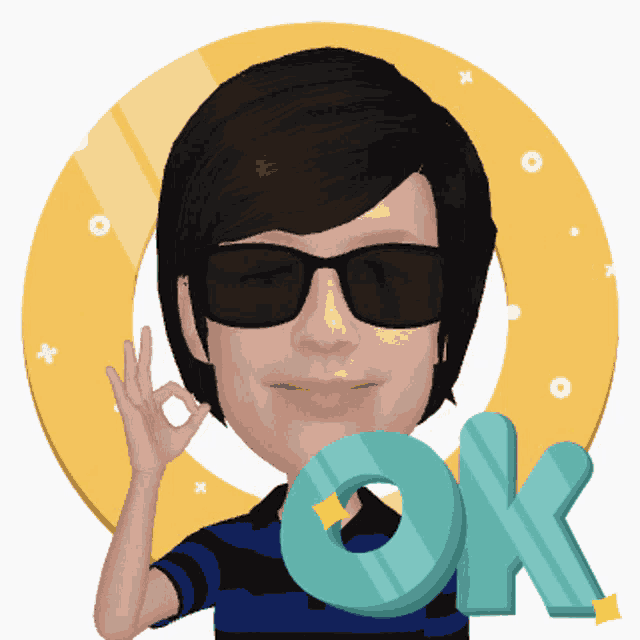 a cartoon of a woman wearing sunglasses and giving an ok sign