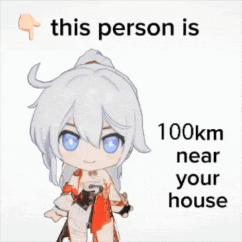 a drawing of a girl with the words " this person is 48 km near your house "