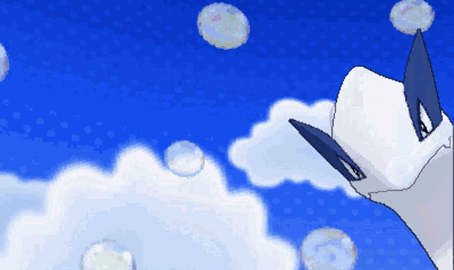 a pixel art of a pokemon blowing soap bubbles