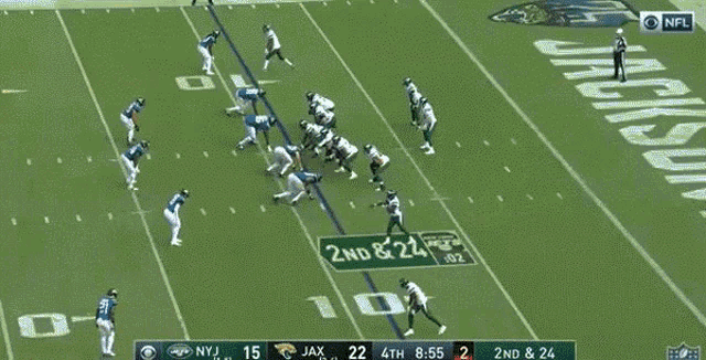 a football game between the jax and ny jets