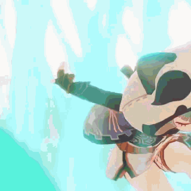 a cartoon character is flying through the air wearing a helmet
