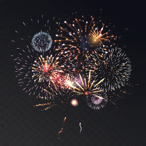 a bunch of fireworks are displayed on a dark background
