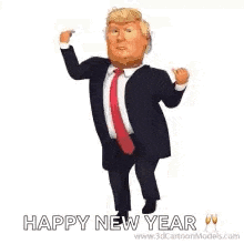 donald trump is wearing a suit and tie and is running .