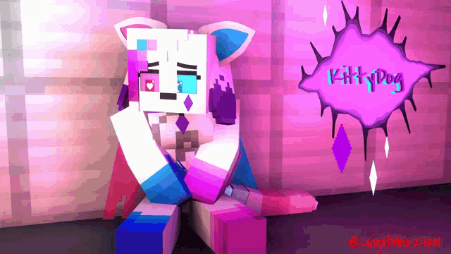 a cartoon drawing of a cat with a kitty dog speech bubble
