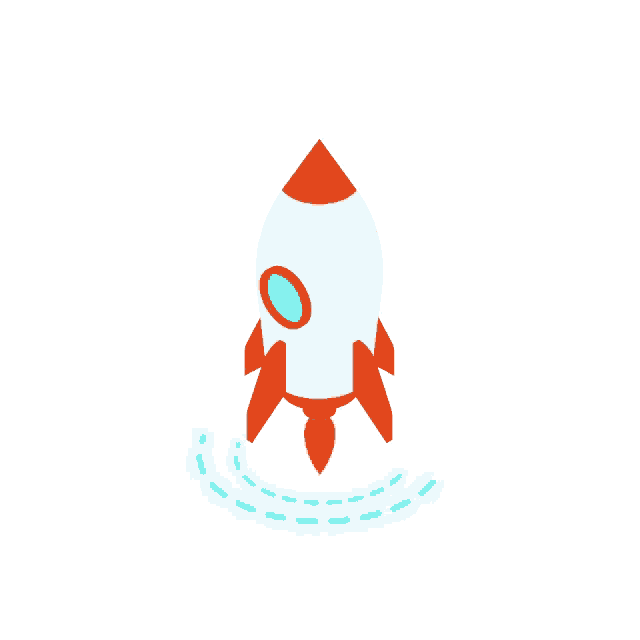 an illustration of a rocket with a red tail