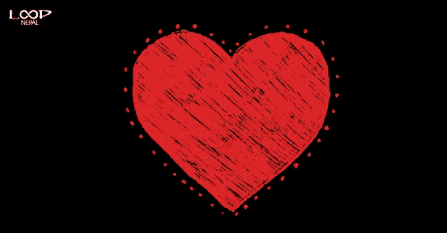 a happy valentine 's day greeting with a red heart on a black background