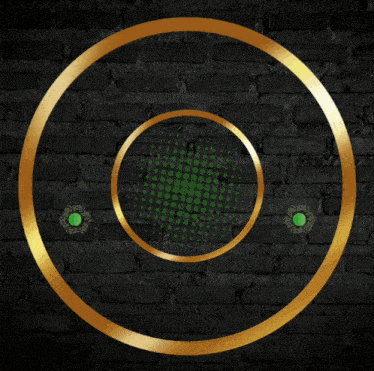 a black brick wall with a green and gold circle that says buliko