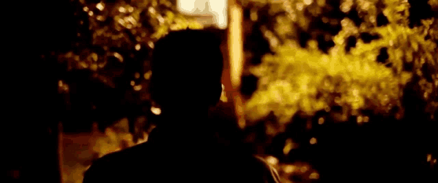 a man is standing in the dark in front of a tree at night .