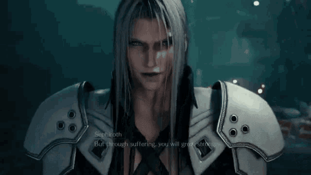 a video game character named sephiroth is talking to another character .