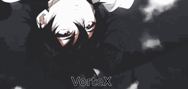 a black and white drawing of a person with the word vortex on the bottom